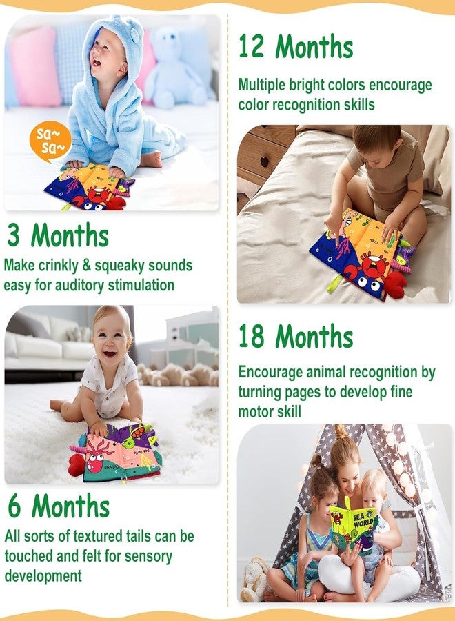 BeFunky Baby Fabric Book, Soft 3D Picture and Crinkle Book for 0-12 Months, Sensory Montessori Learning Toy for Boys and Girls (Sea World), Multicolor - Image 4